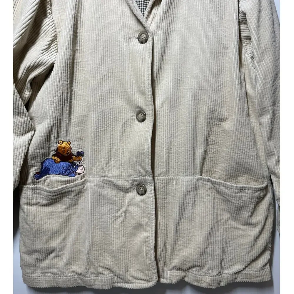 Disney Store Vintage Winnie the Pooh Eeyore Embroidered Corduroy Shacket Sz M - Picture 4 of 14